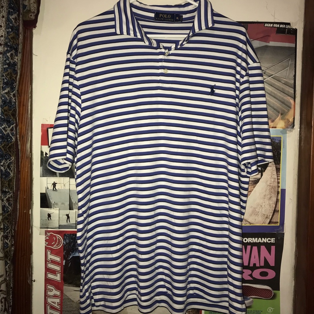 Polo Ralph Lauren blue and white stripe shirt